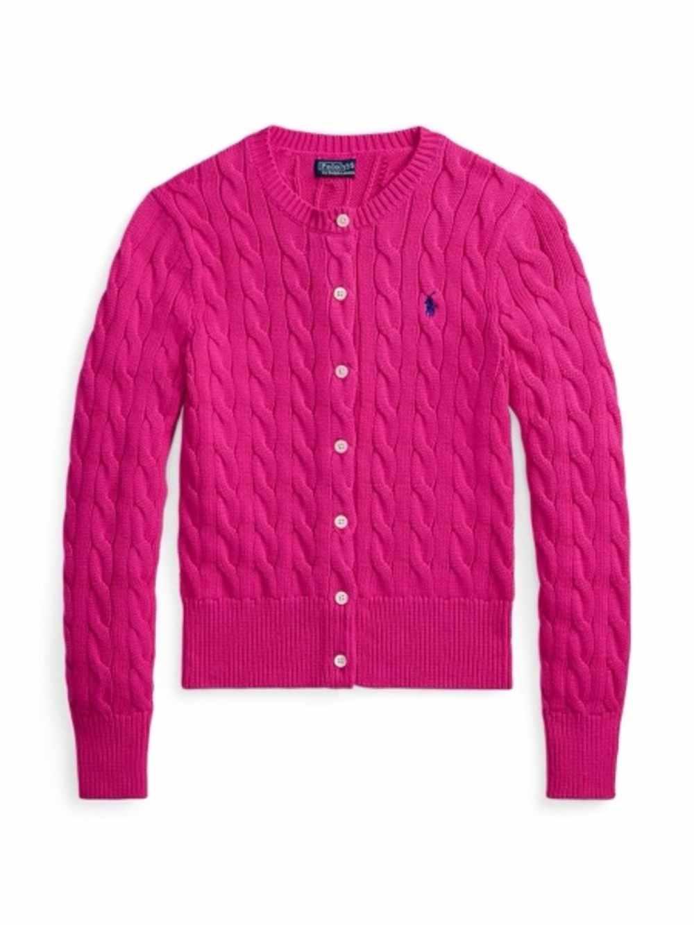 Ralph Lauren Hot Pink Cable-Knit Button-Front Cardigan
